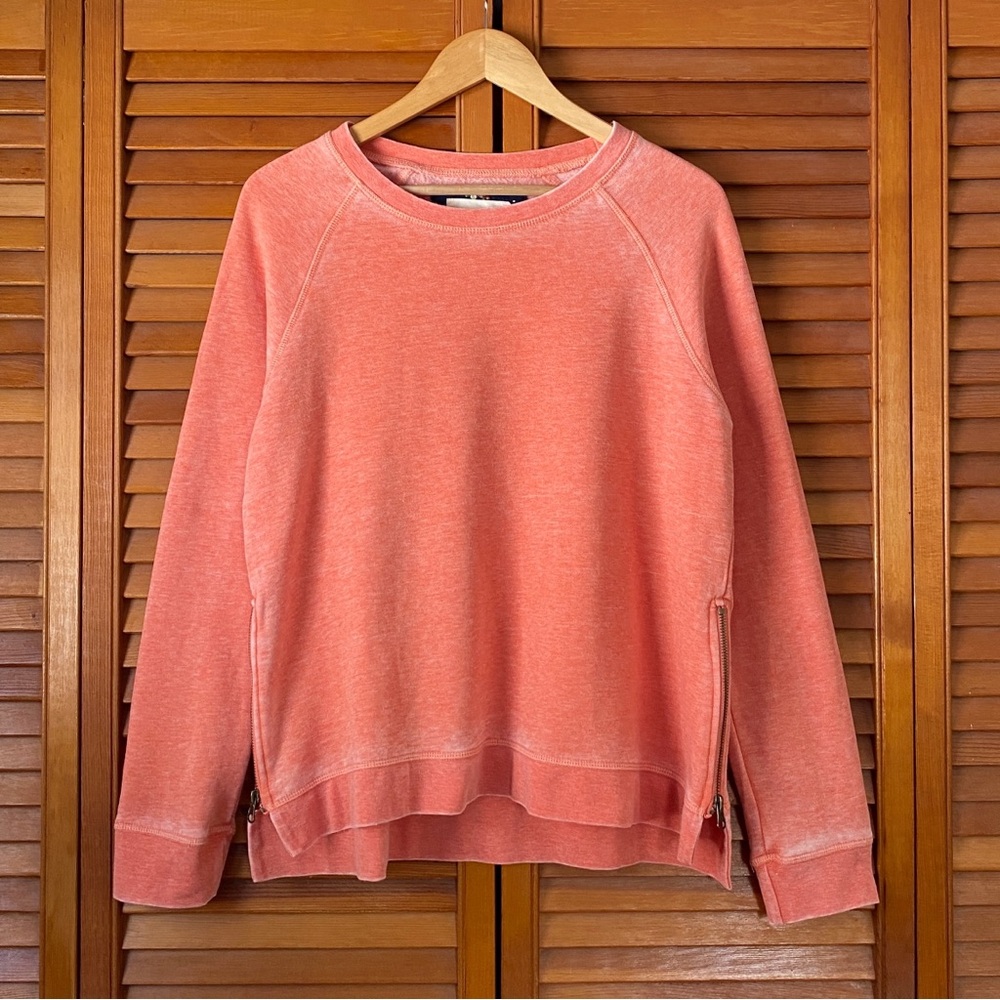Evy’s Tree Sweatshirt Women's Medium Tatum Zipper Sides Crew Neck Coral Orange